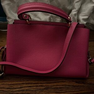 Leather Mob baby Prague bag in pink/fuschia